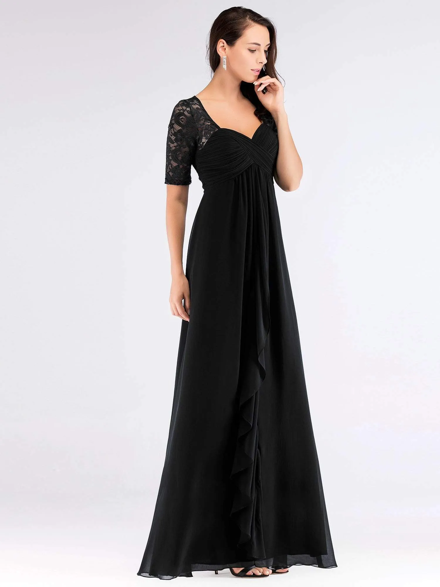 Half Sleeve Lace Women Long Mother Of The Bride Dress EZ07625