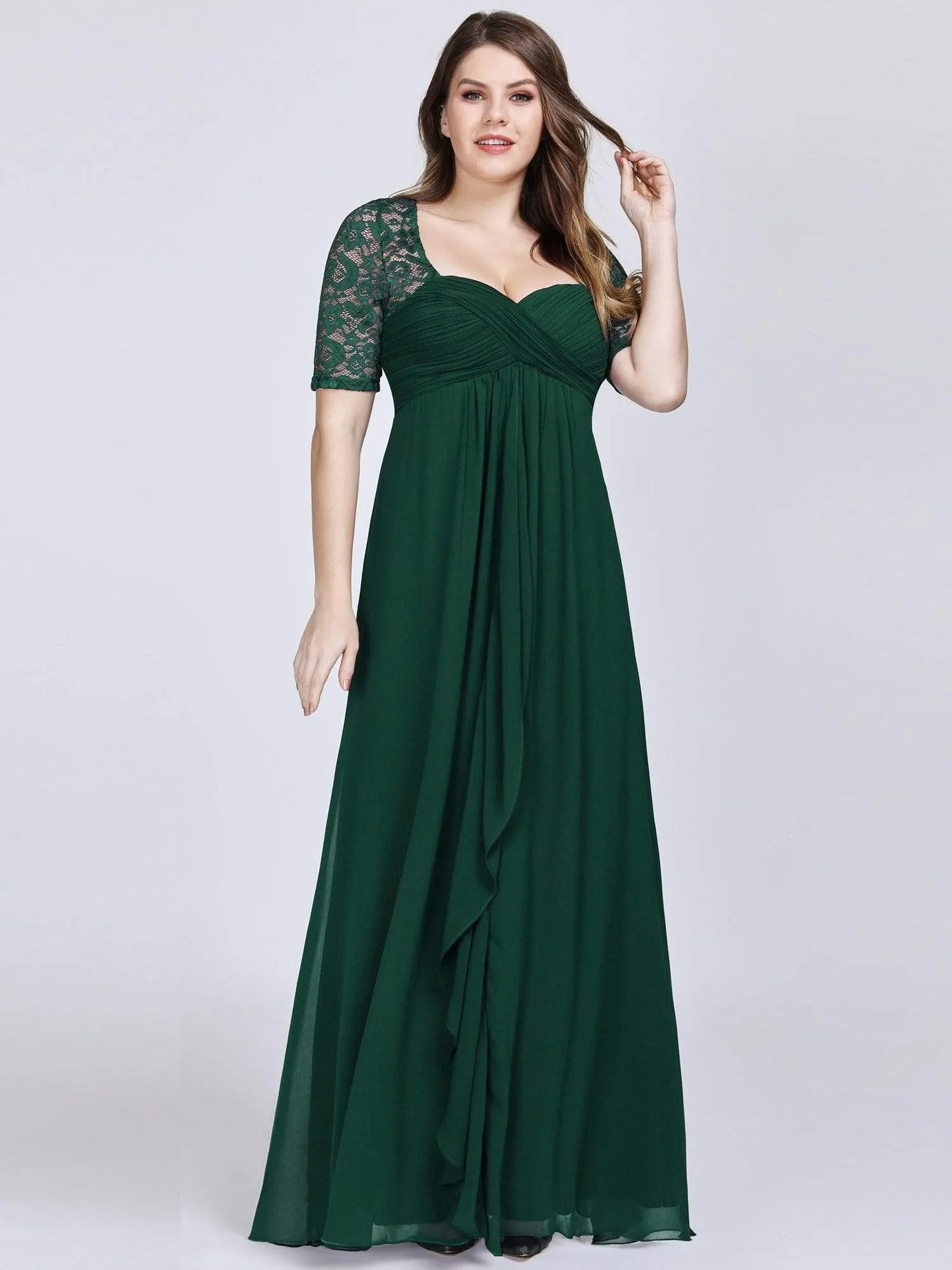 Half Sleeve Lace Women Long Mother Of The Bride Dress EZ07625