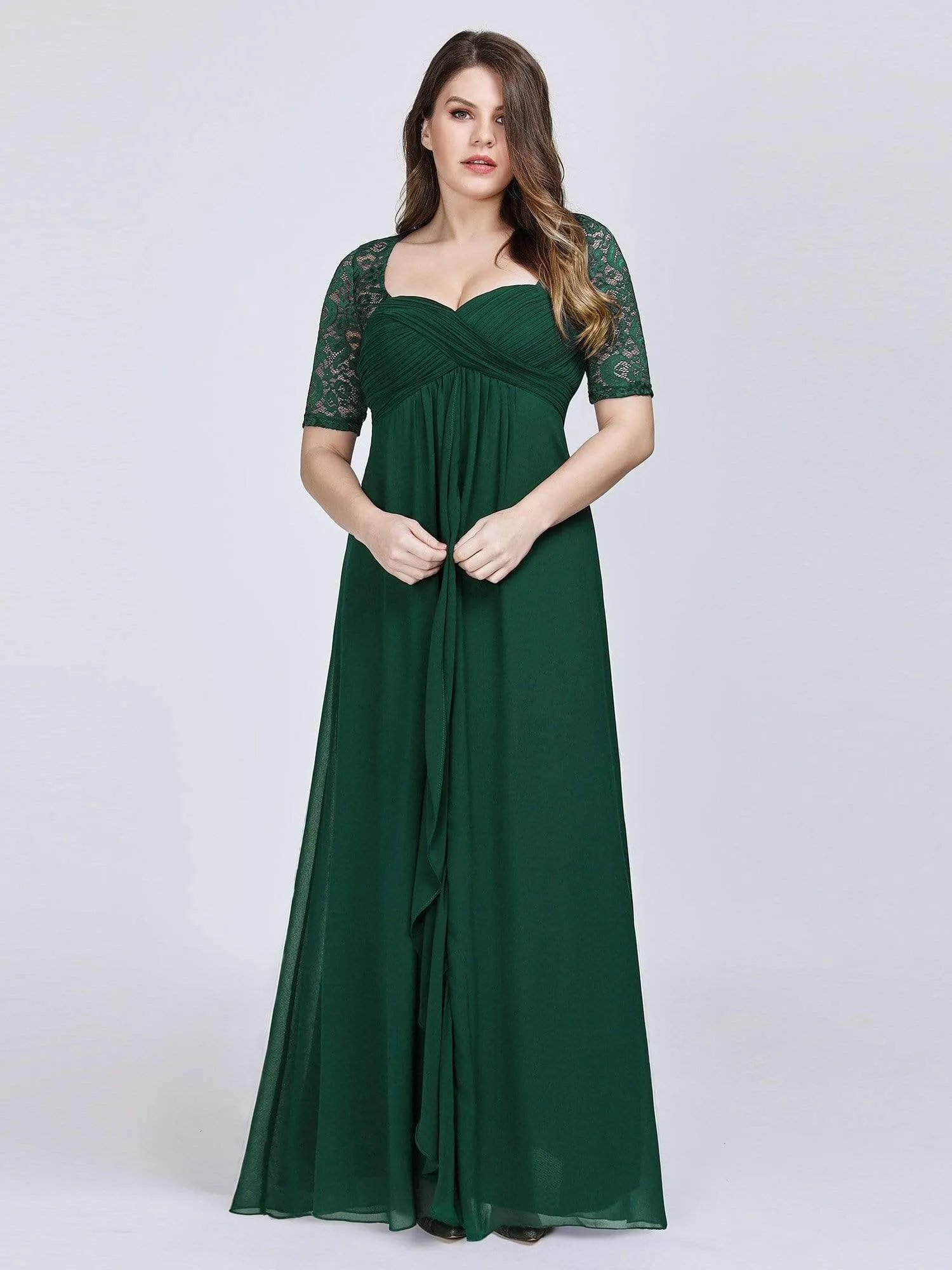 Half Sleeve Lace Women Long Mother Of The Bride Dress EZ07625