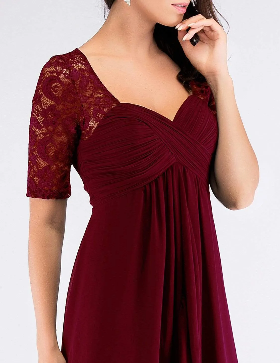 Half Sleeve Lace Women Long Mother Of The Bride Dress EZ07625