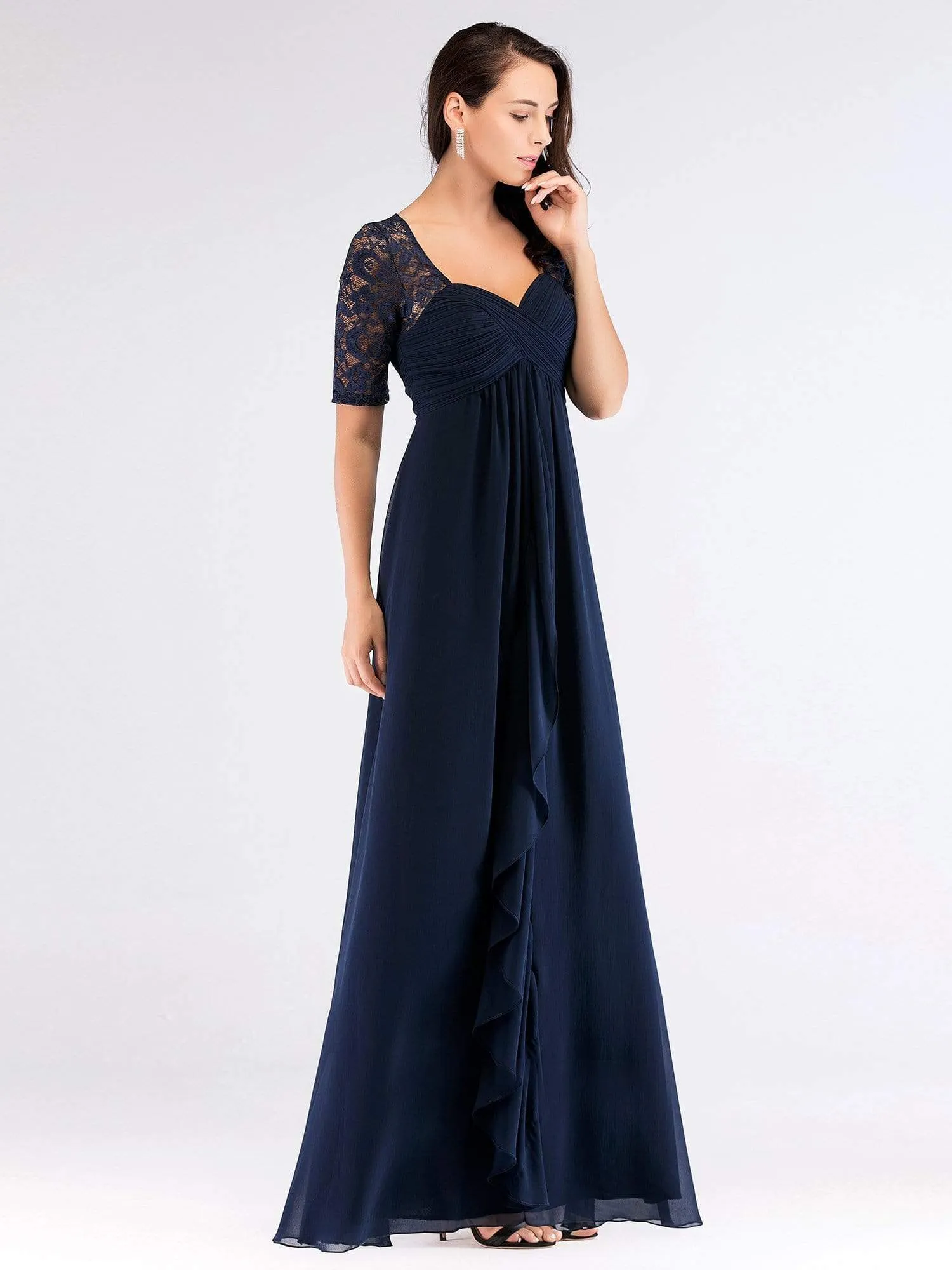 Half Sleeve Lace Women Long Mother Of The Bride Dress EZ07625