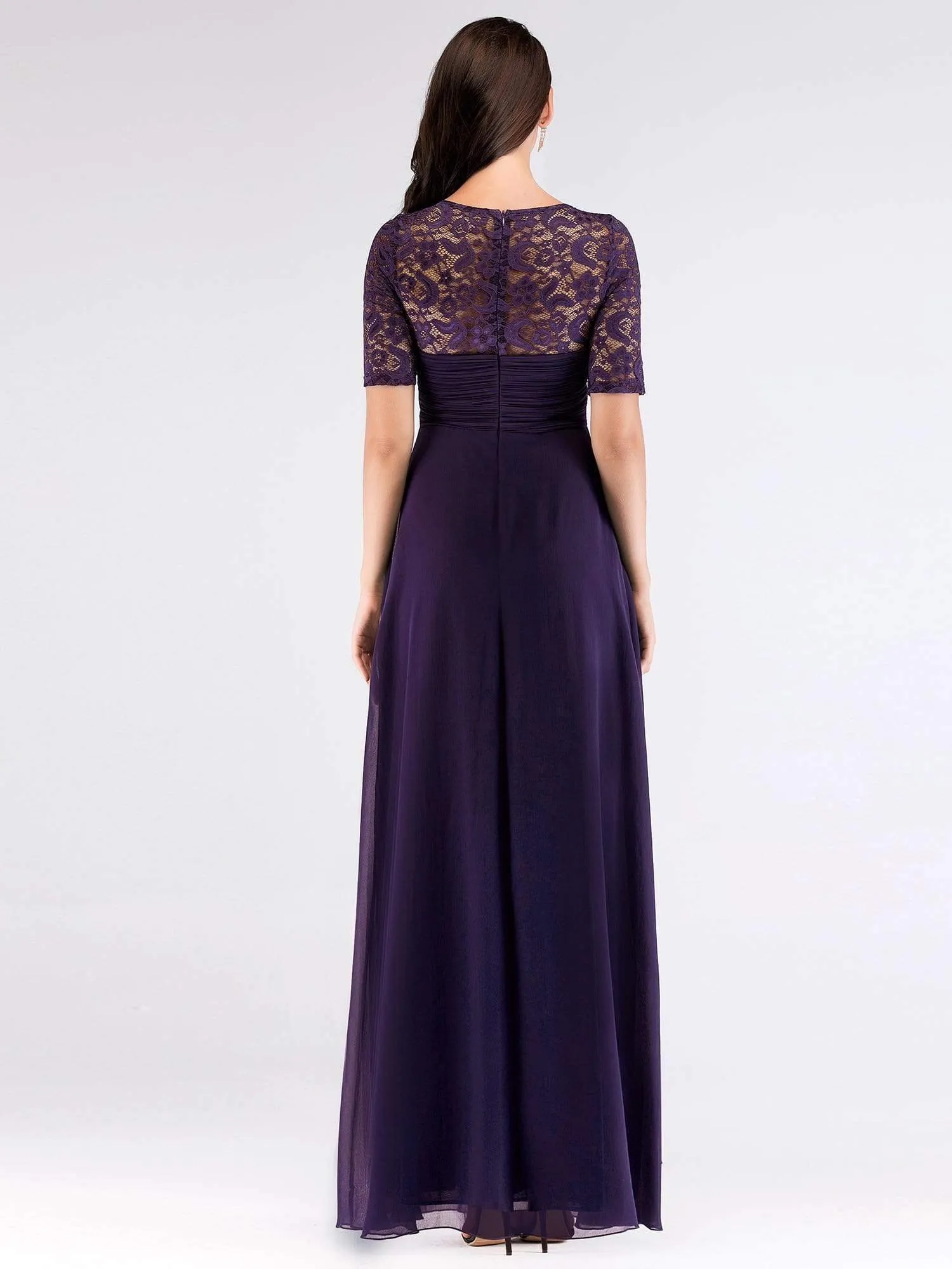 Half Sleeve Lace Women Long Mother Of The Bride Dress EZ07625