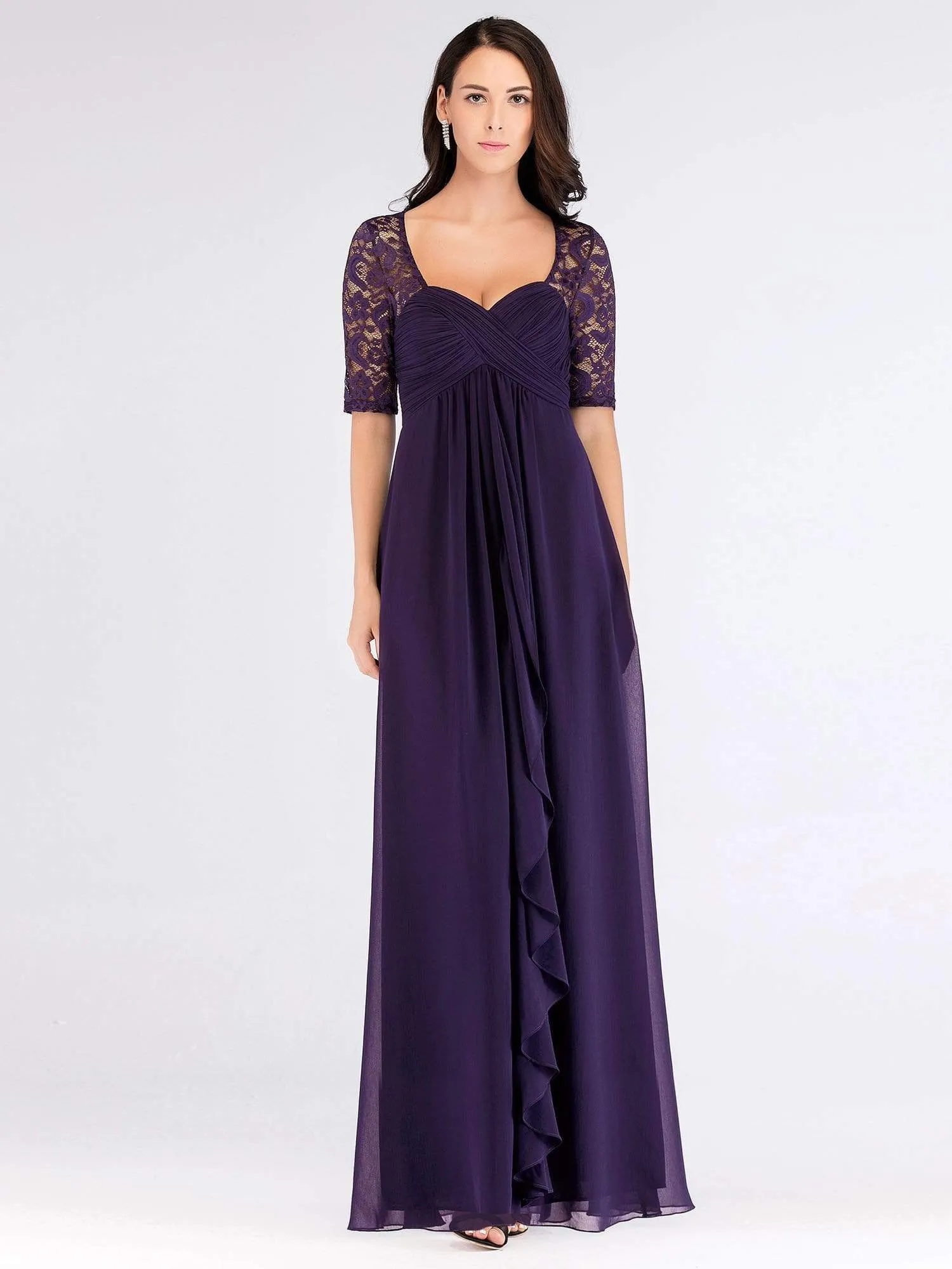 Half Sleeve Lace Women Long Mother Of The Bride Dress EZ07625
