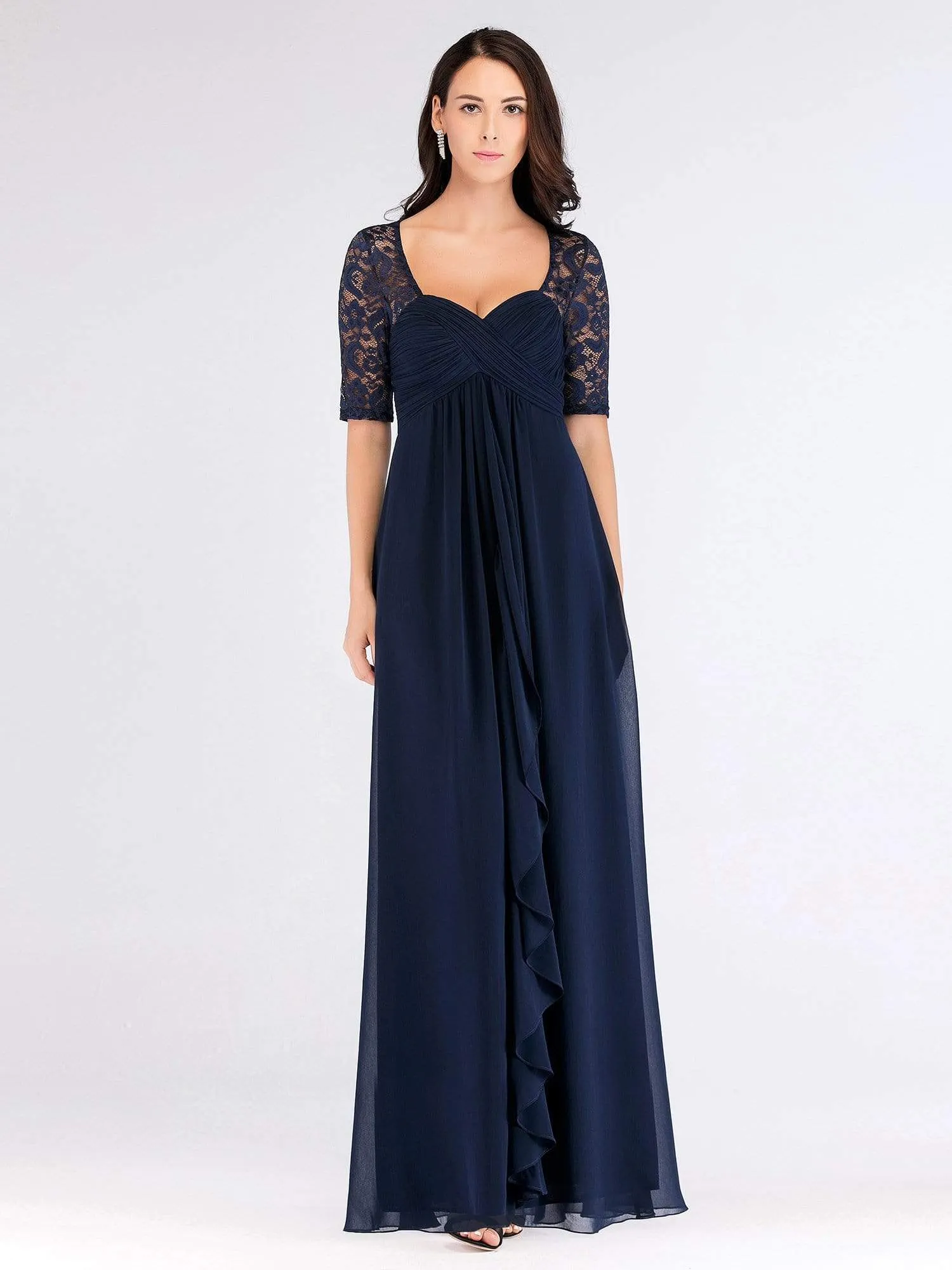 Half Sleeve Lace Women Long Mother Of The Bride Dress EZ07625
