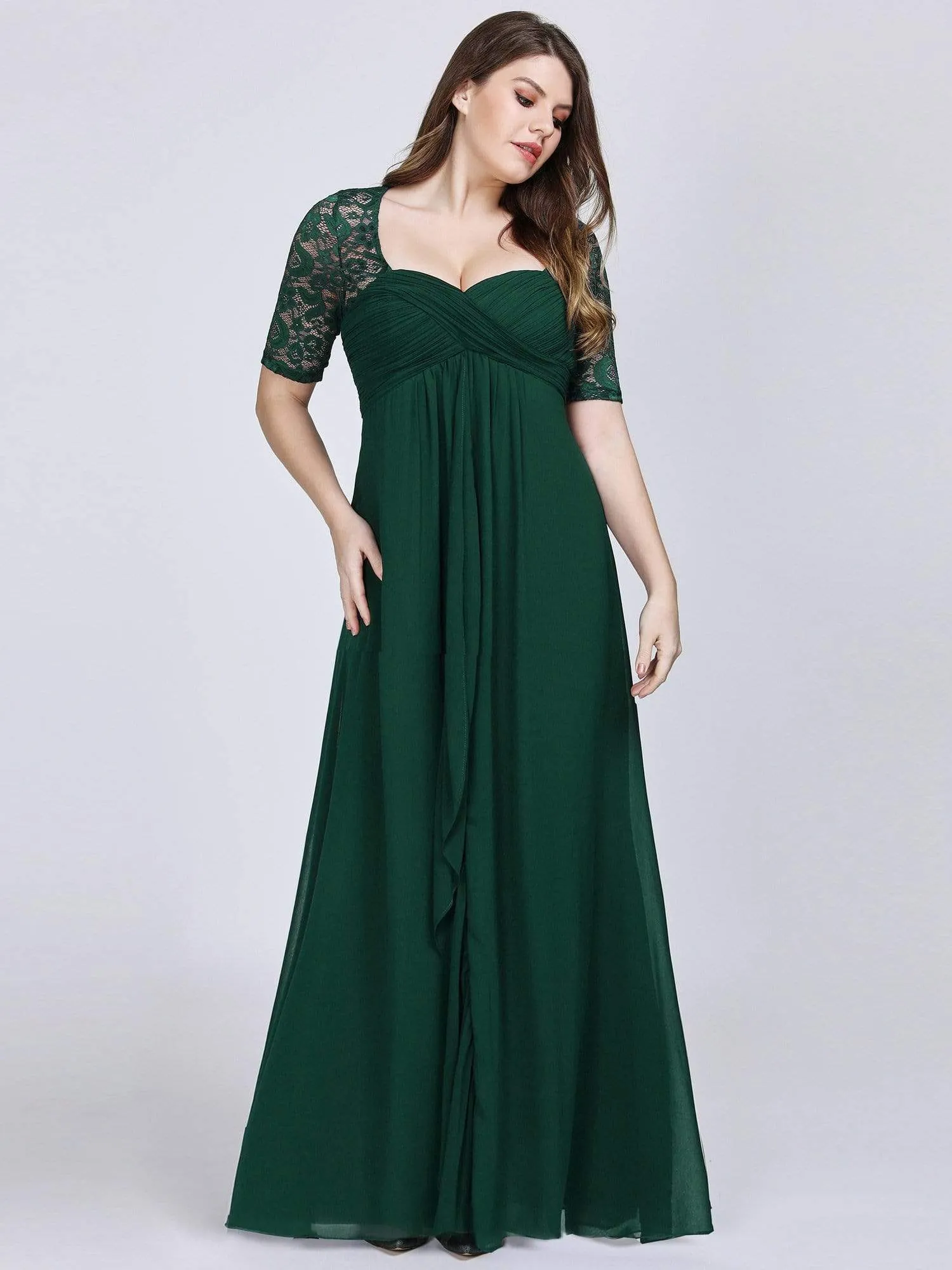 Half Sleeve Lace Women Long Mother Of The Bride Dress EZ07625
