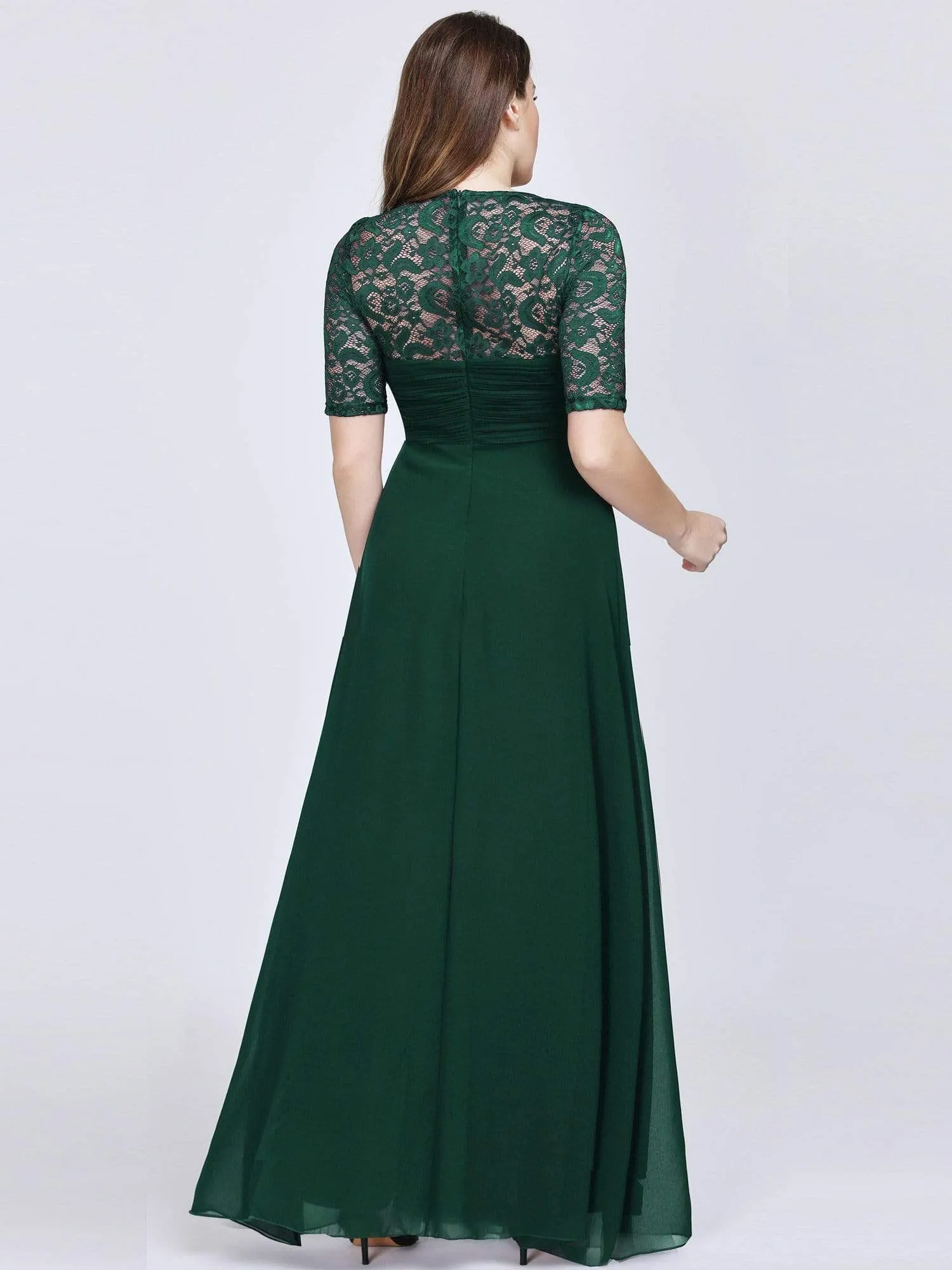 Half Sleeve Lace Women Long Mother Of The Bride Dress EZ07625