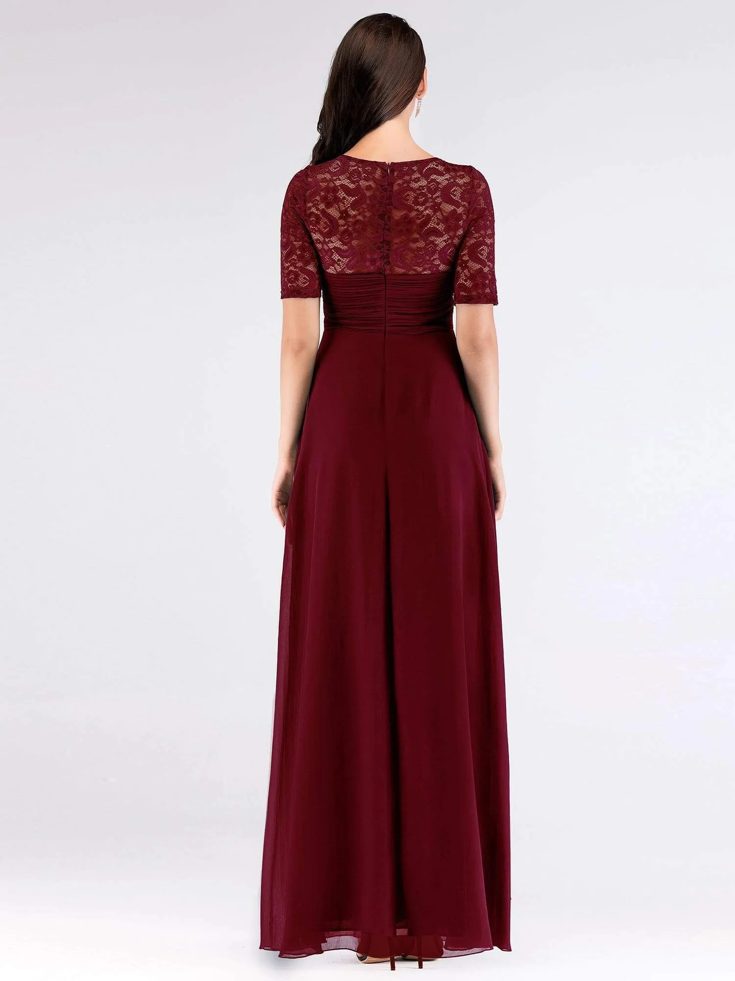 Half Sleeve Lace Women Long Mother Of The Bride Dress EZ07625