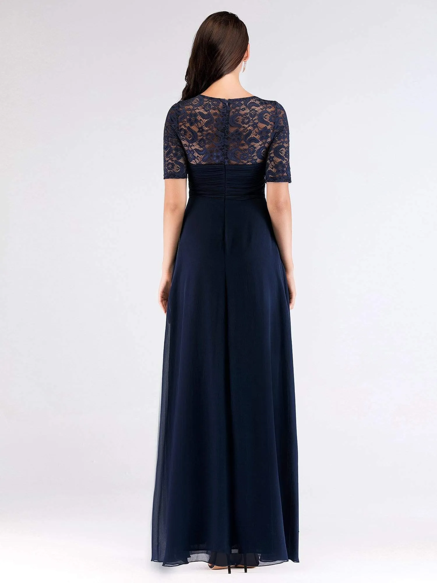 Half Sleeve Lace Women Long Mother Of The Bride Dress EZ07625
