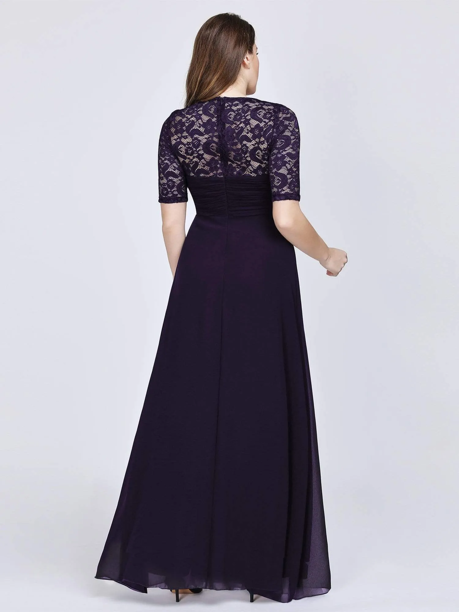 Half Sleeve Lace Women Long Mother Of The Bride Dress EZ07625