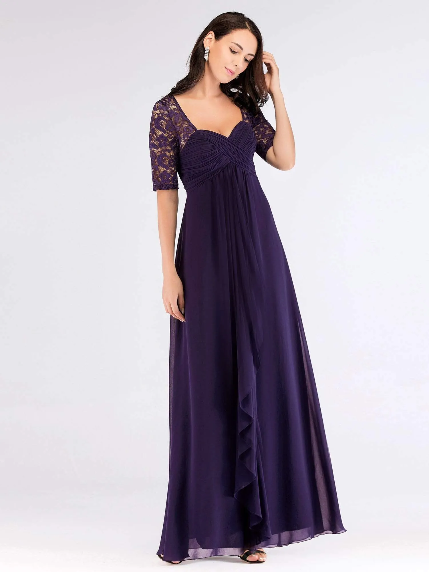 Half Sleeve Lace Women Long Mother Of The Bride Dress EZ07625