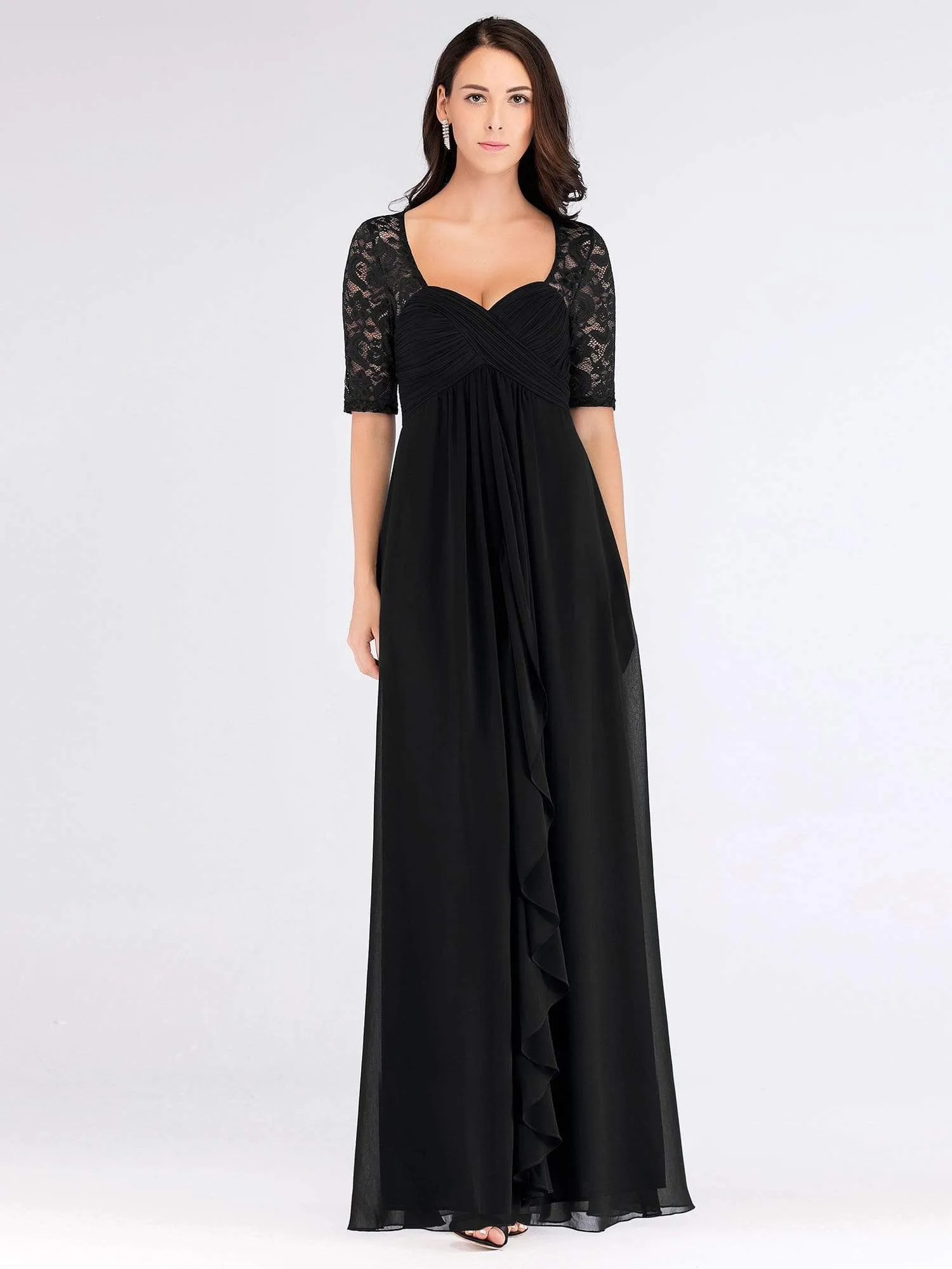 Half Sleeve Lace Women Long Mother Of The Bride Dress EZ07625