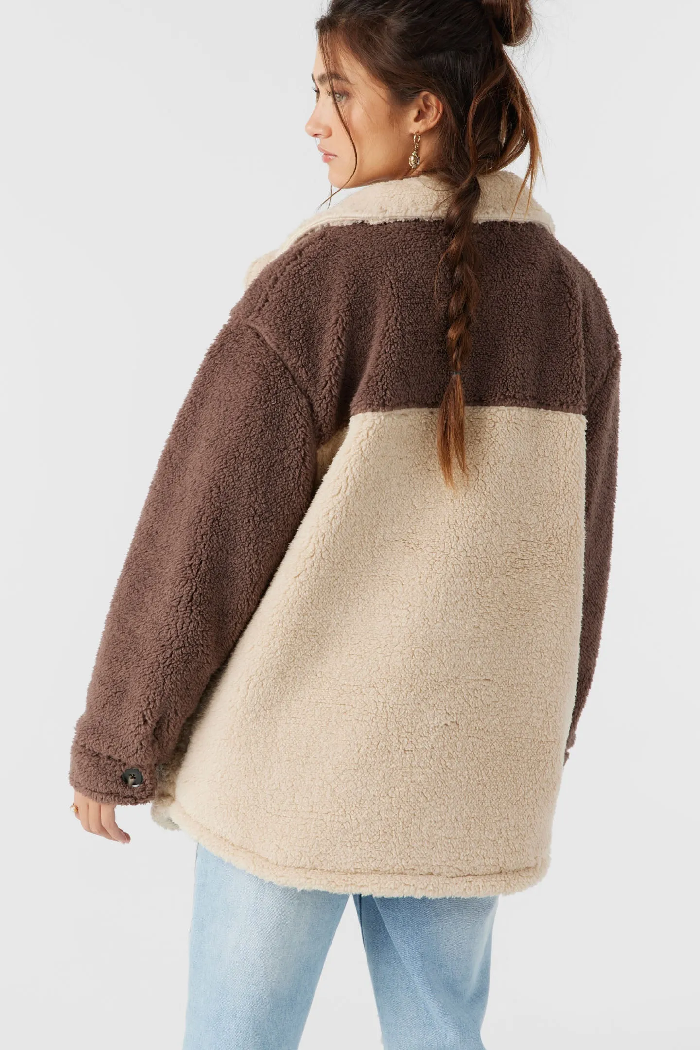 HEATH COLORBLOCK HIGH PILE OVERSIZED FLEECE JACKET
