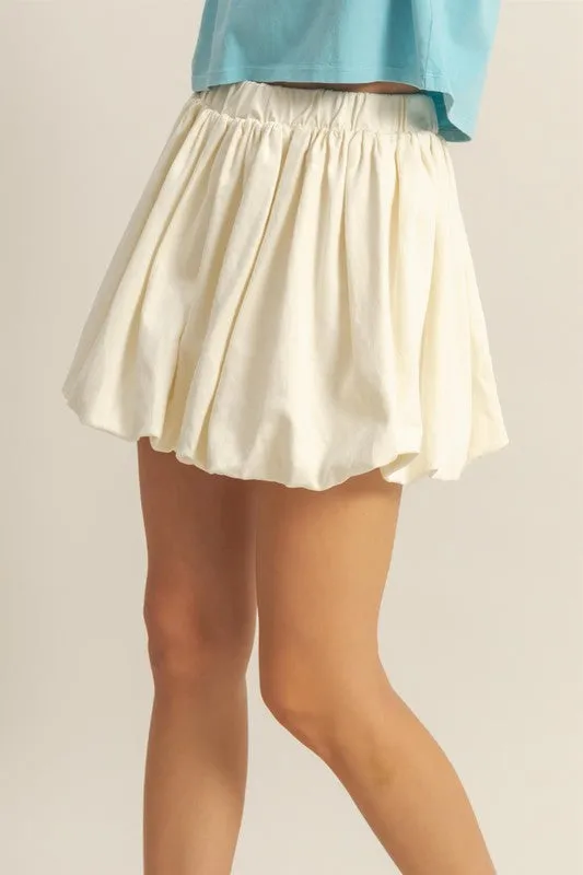 High Waist Woven Bubble Skirt - CREAM