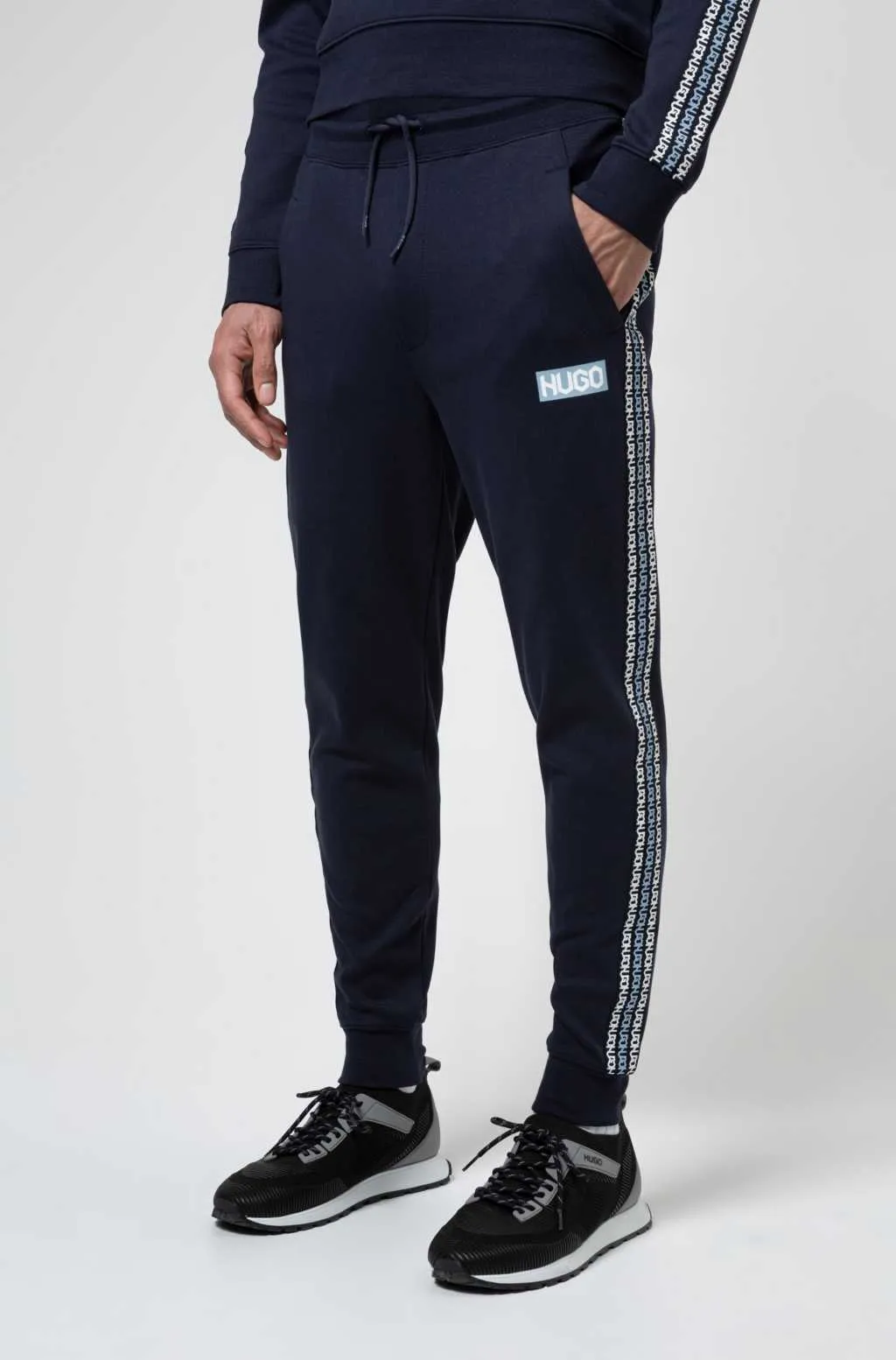 HUGO Tyre Logo Printed Sweat Pants Navy