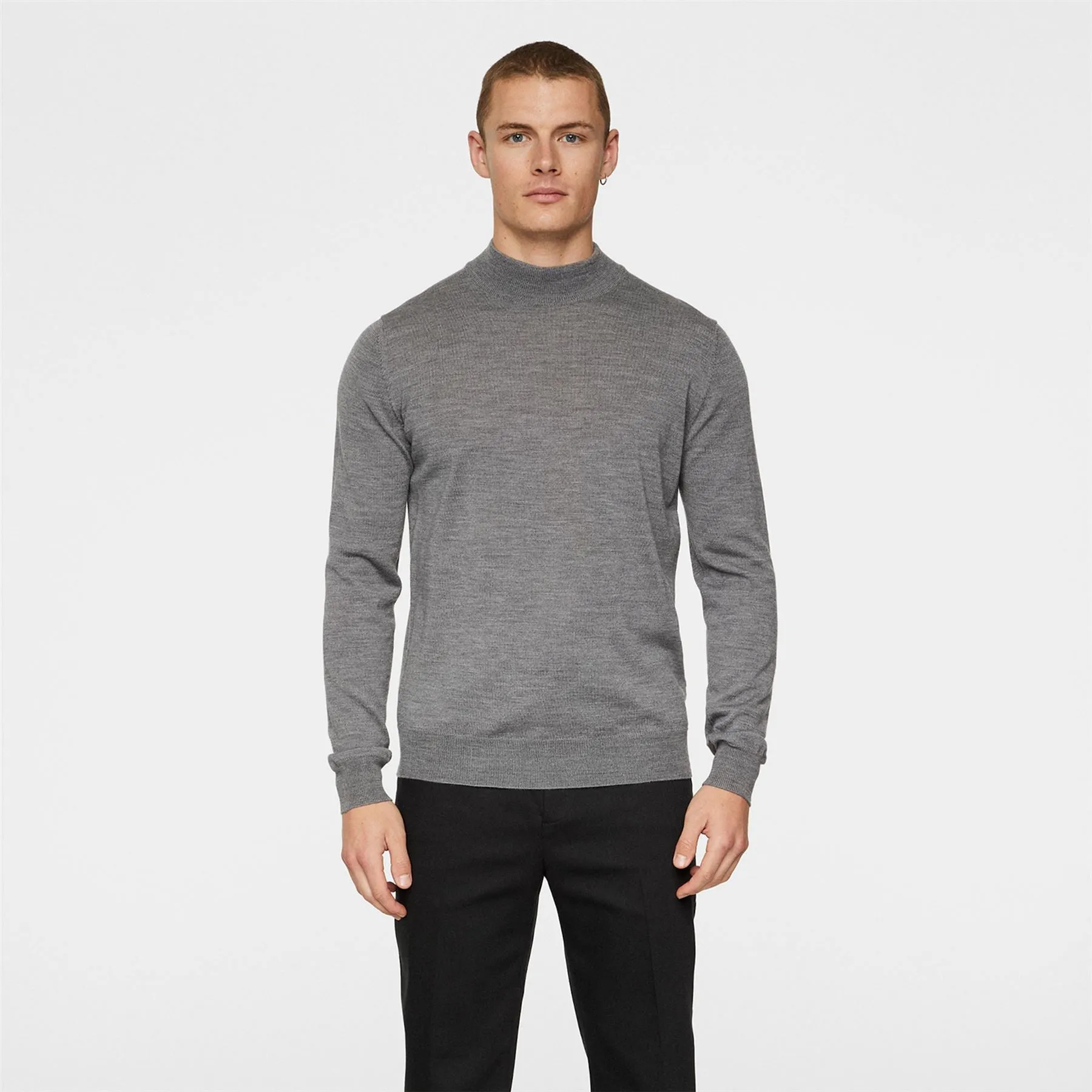 Korman Merino Turtle Neck Knit Mid Grey Melange - AW24