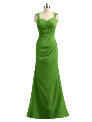 Lace Appliqued Strap Sheath Open Back Dress Moss