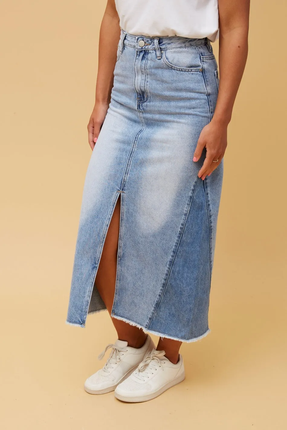 LIZBETH DENIM MIDI SKIRT