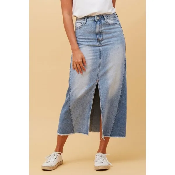 LIZBETH DENIM MIDI SKIRT