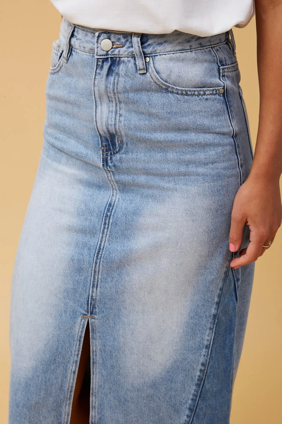 LIZBETH DENIM MIDI SKIRT