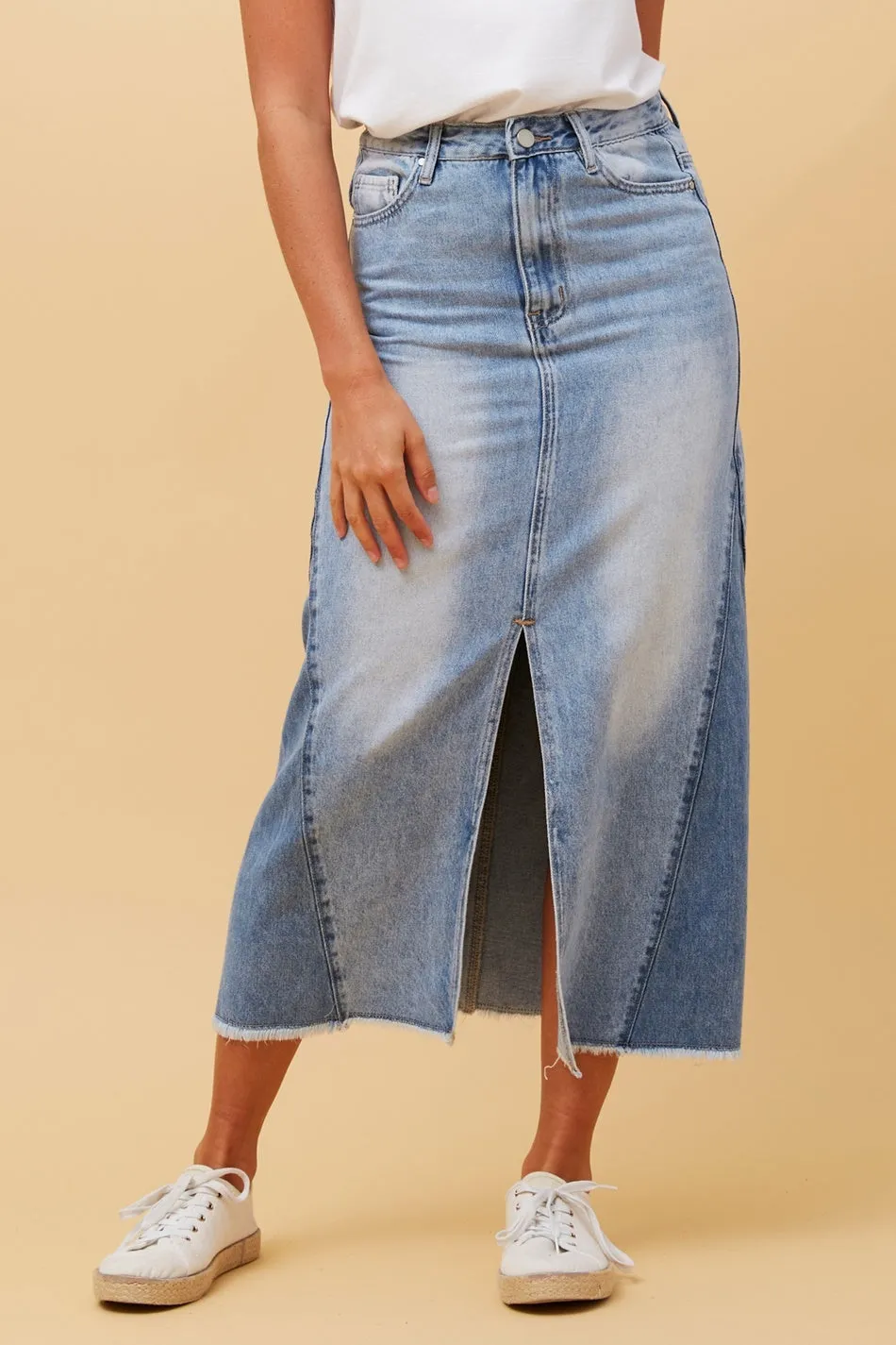 LIZBETH DENIM MIDI SKIRT