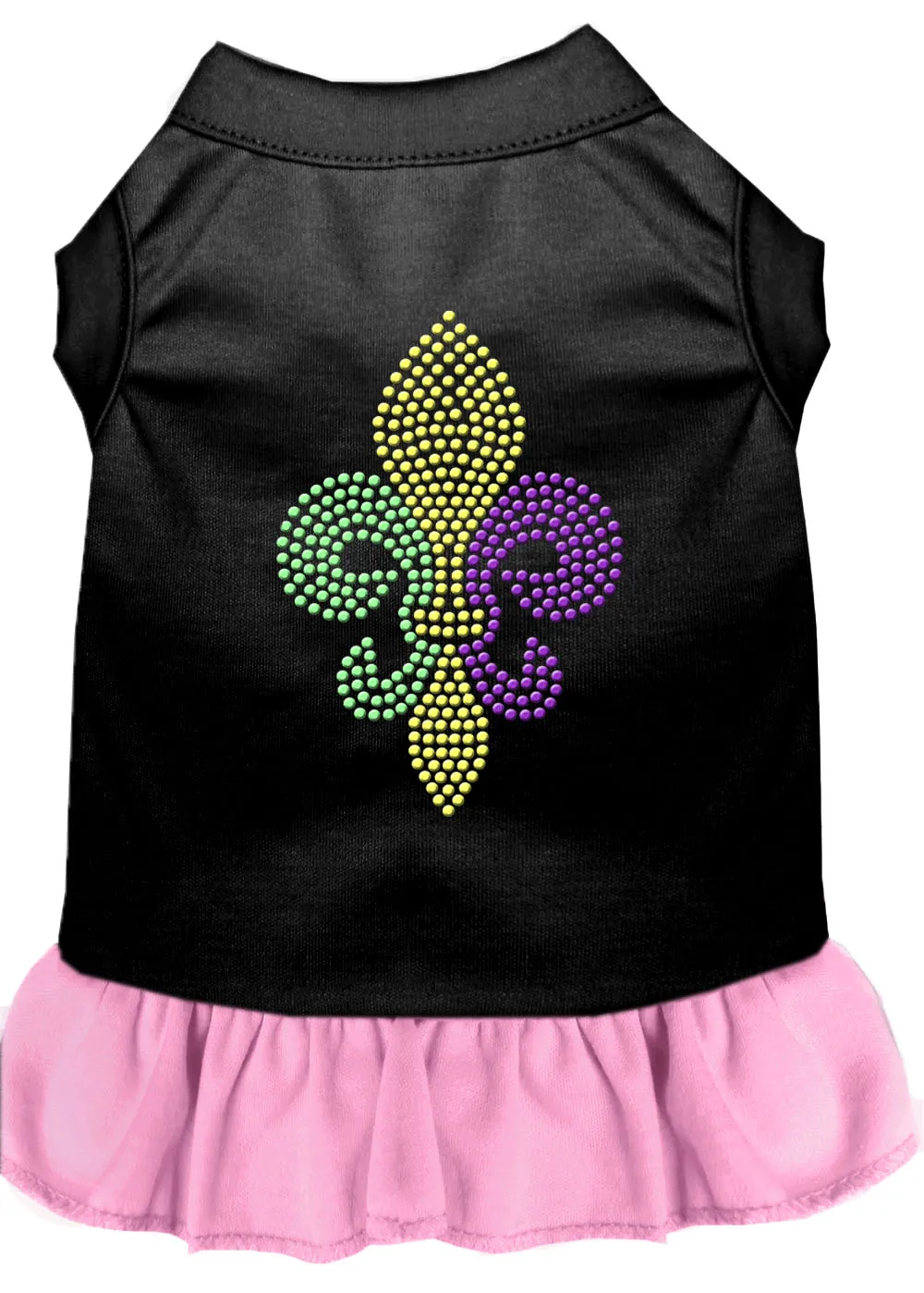 Mardi Gras Fleur De Lis Rhinestone Dress Black With Light Pink Xxxl