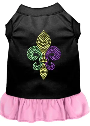 Mardi Gras Fleur De Lis Rhinestone Dress Black With Light Pink Xxxl