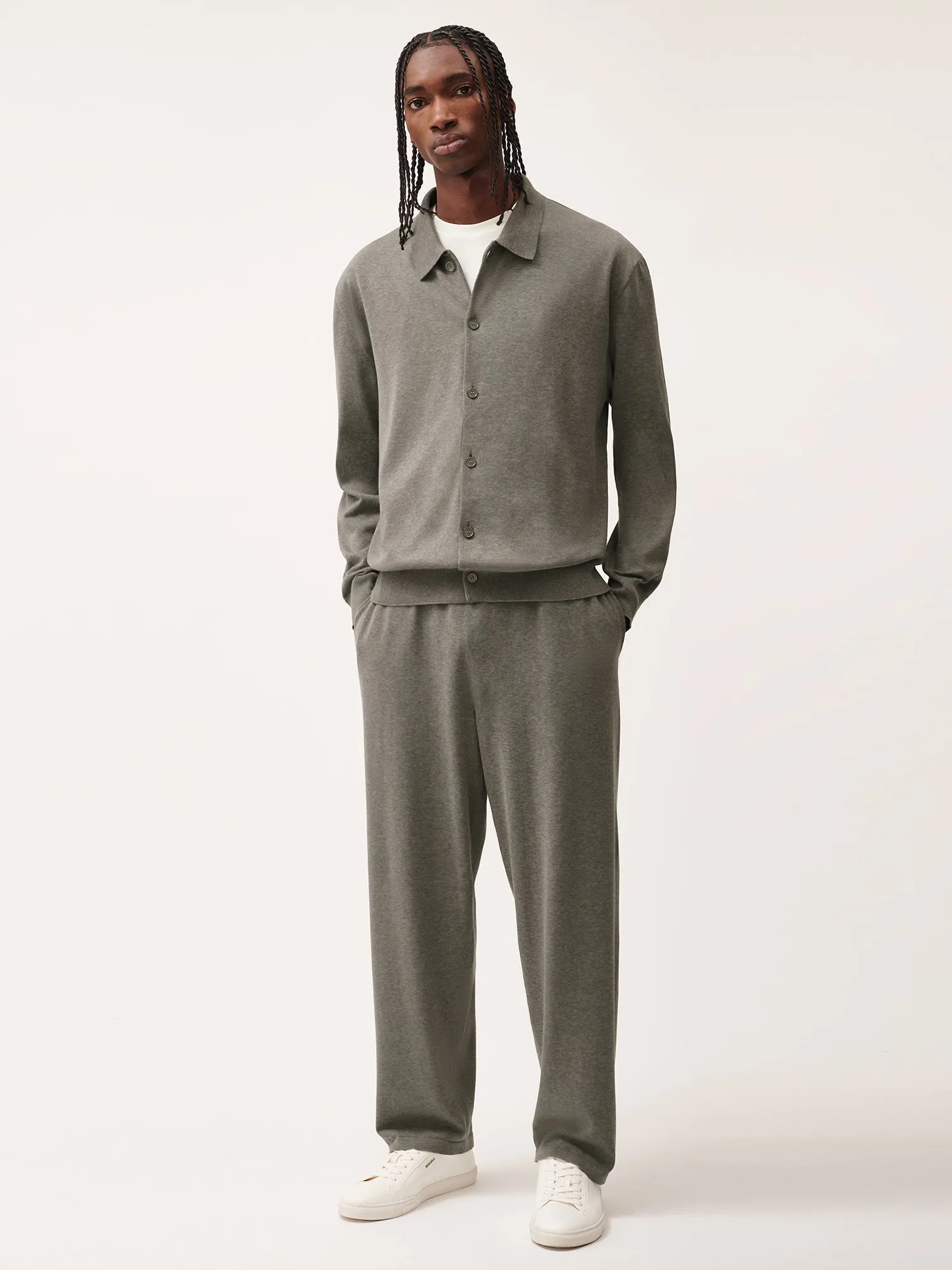 Mens DNA Knitted Collared Shirt—grey marl