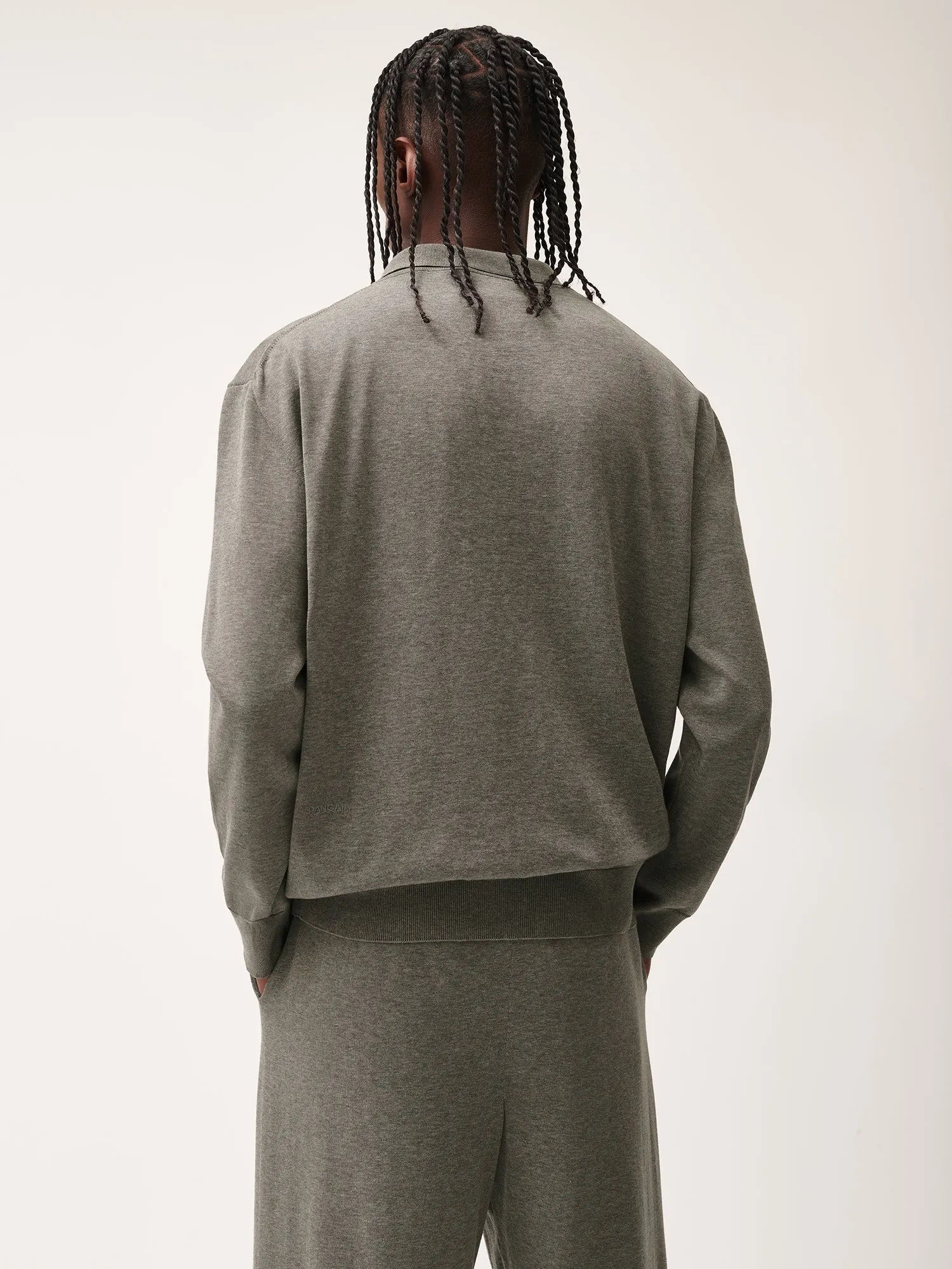 Mens DNA Knitted Collared Shirt—grey marl