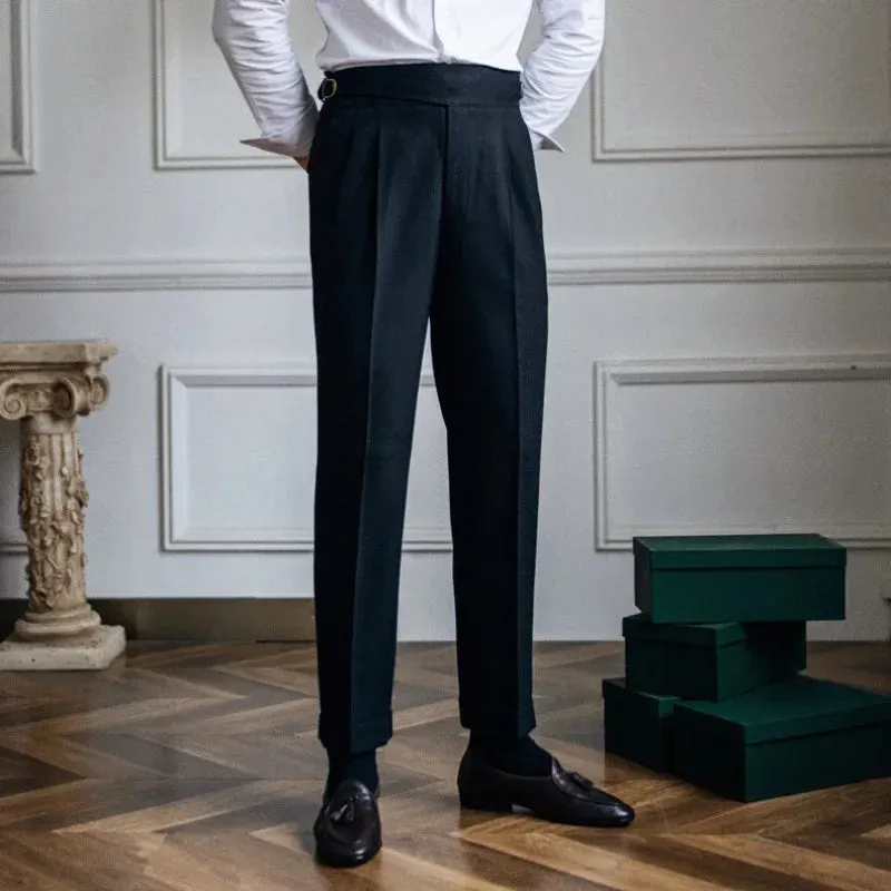 Men’s Italian Style High-Waist Straight-Leg Trousers – Elegant Casual Pants