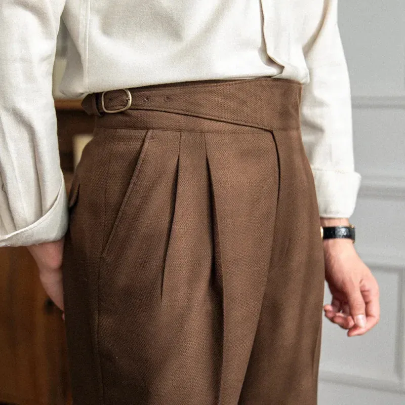 Men’s Italian Style High-Waist Straight-Leg Trousers – Elegant Casual Pants