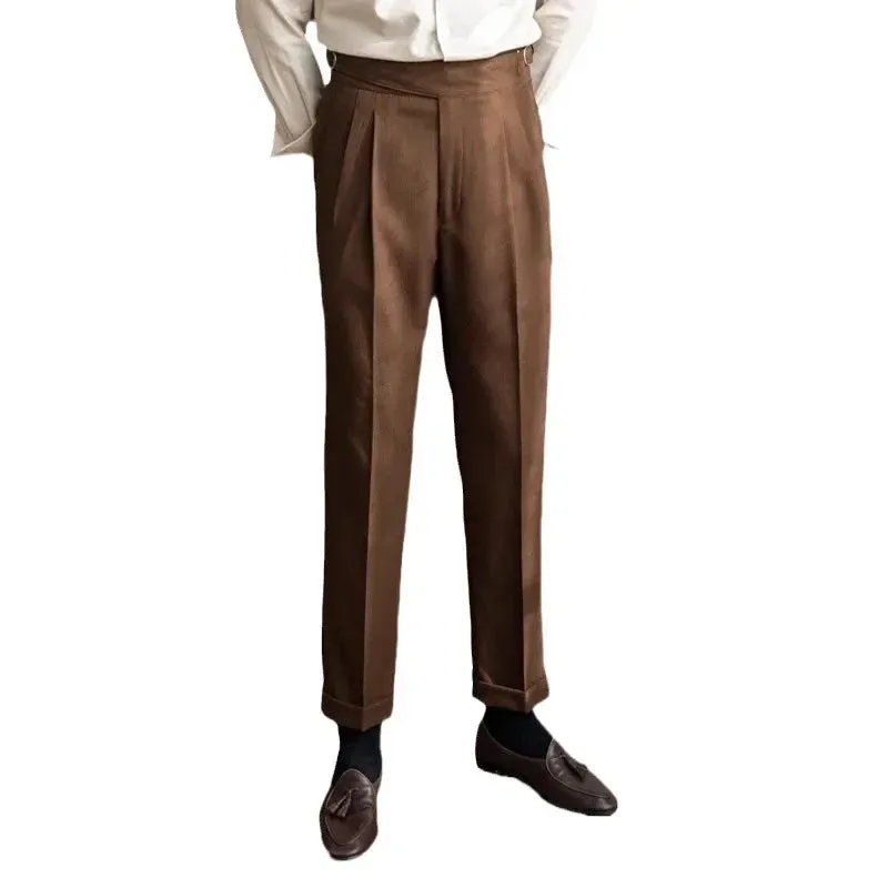 Men’s Italian Style High-Waist Straight-Leg Trousers – Elegant Casual Pants