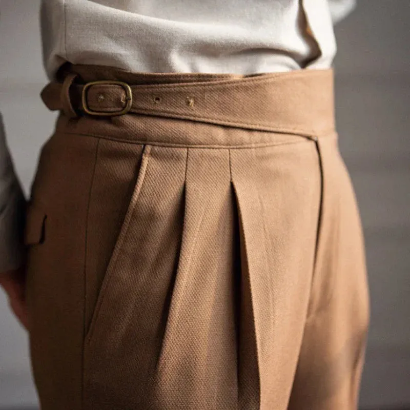 Men’s Italian Style High-Waist Straight-Leg Trousers – Elegant Casual Pants
