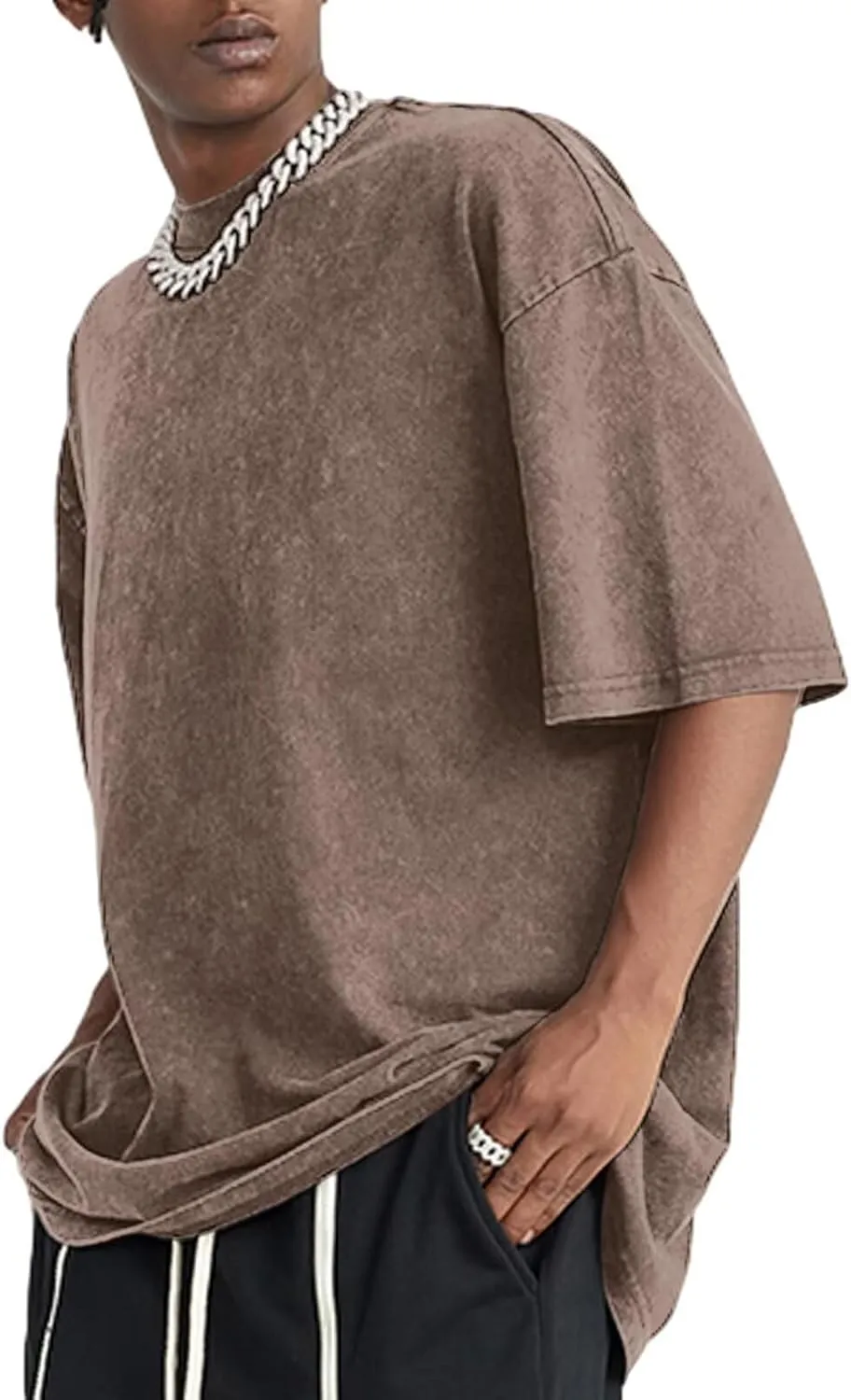 Mens Oversized Tshirts Pack of 4 Cotton Gym Vintage Tees Loose Fit Casual Summer Baggy Washed Unisex Tops LTX002