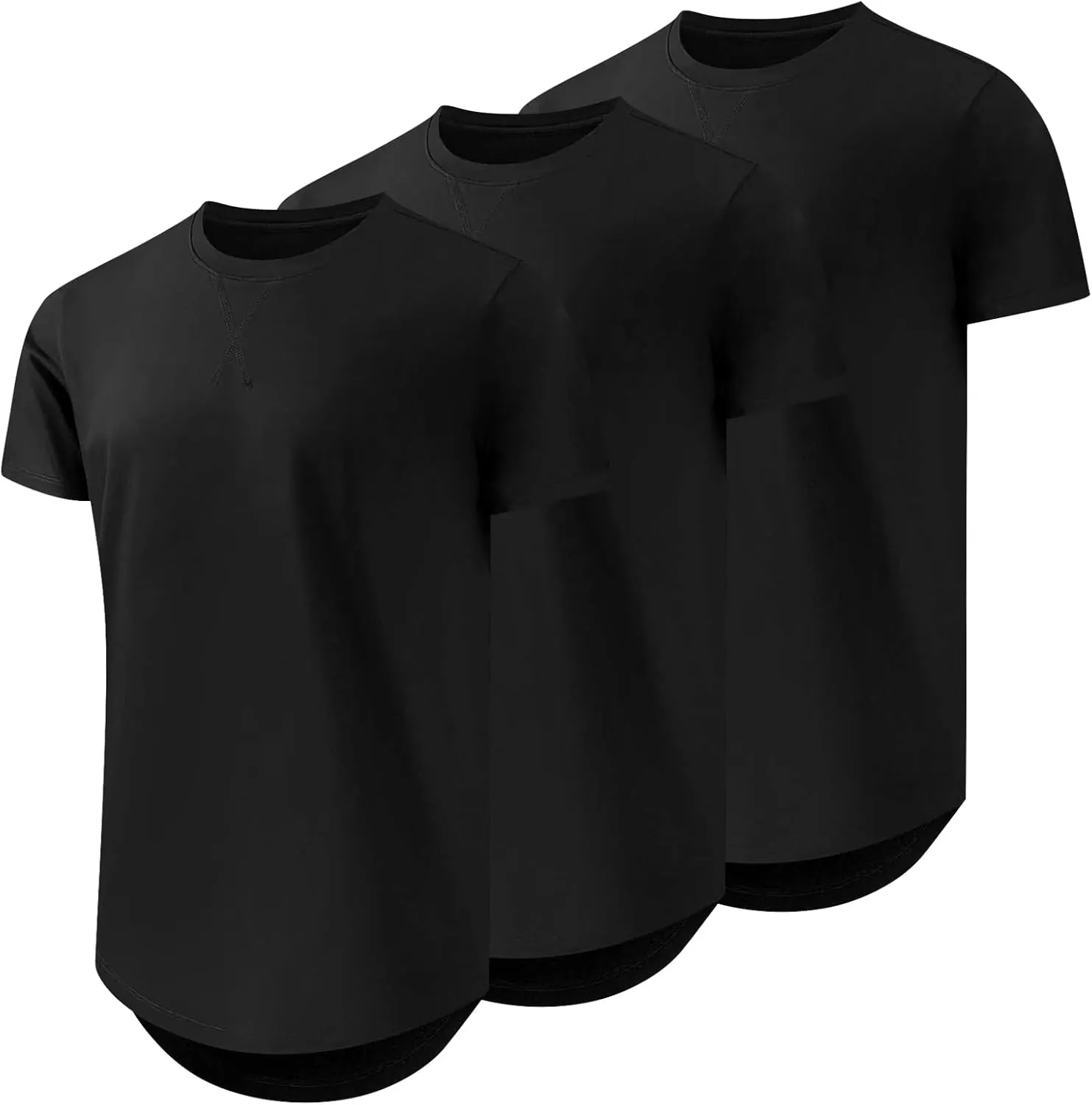 Mens T Shirts Casual Hipster Hip Hop Longline Crewneck Tee Shirts