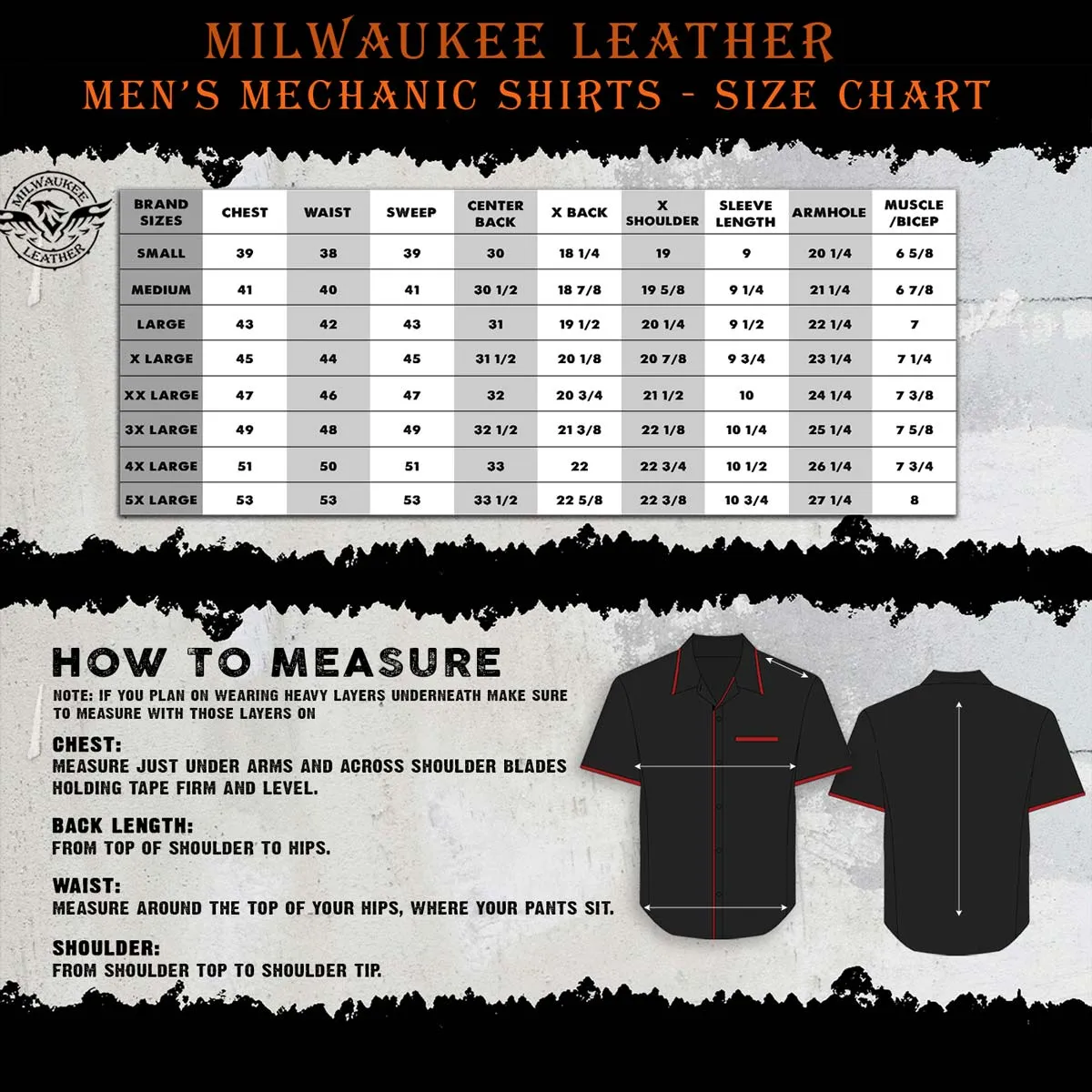 Milwaukee Leather MDM11672.01 Men's Black and Grey Button Up Heavy-Duty Work Shirt | Classic Mechanic Work Shirt