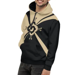 Nahui Papalotl or Hunab Ku (Tan & Black) - All-Over Print Unisex Hoodie
