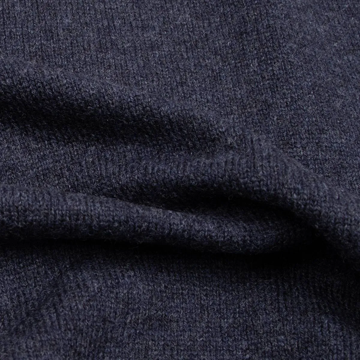Navy Button Neck Wool & Cashmere Sweater