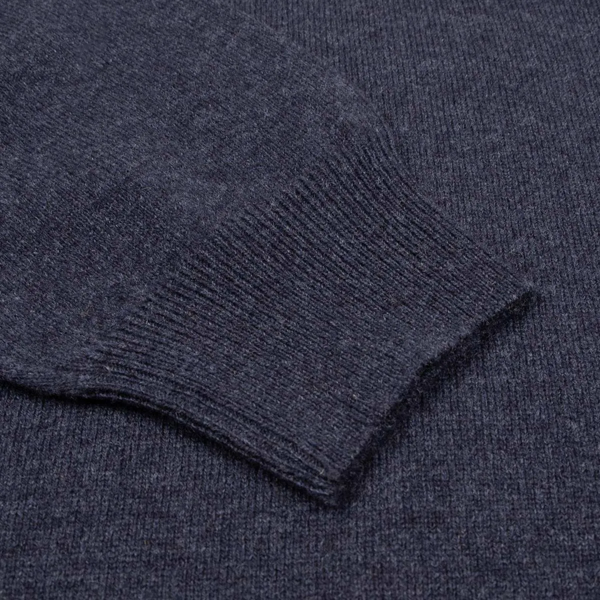 Navy Button Neck Wool & Cashmere Sweater