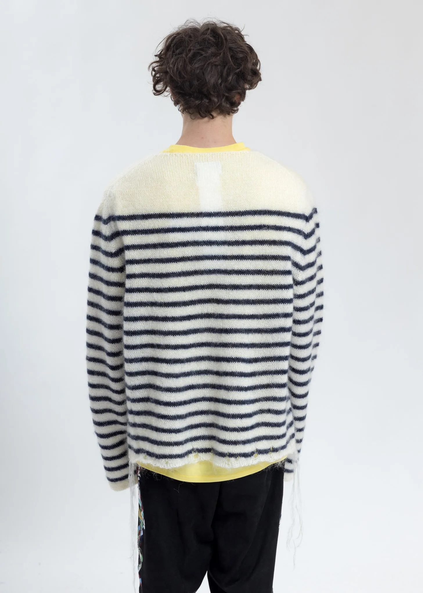 Navy Stripes French Border Mohair Pullover