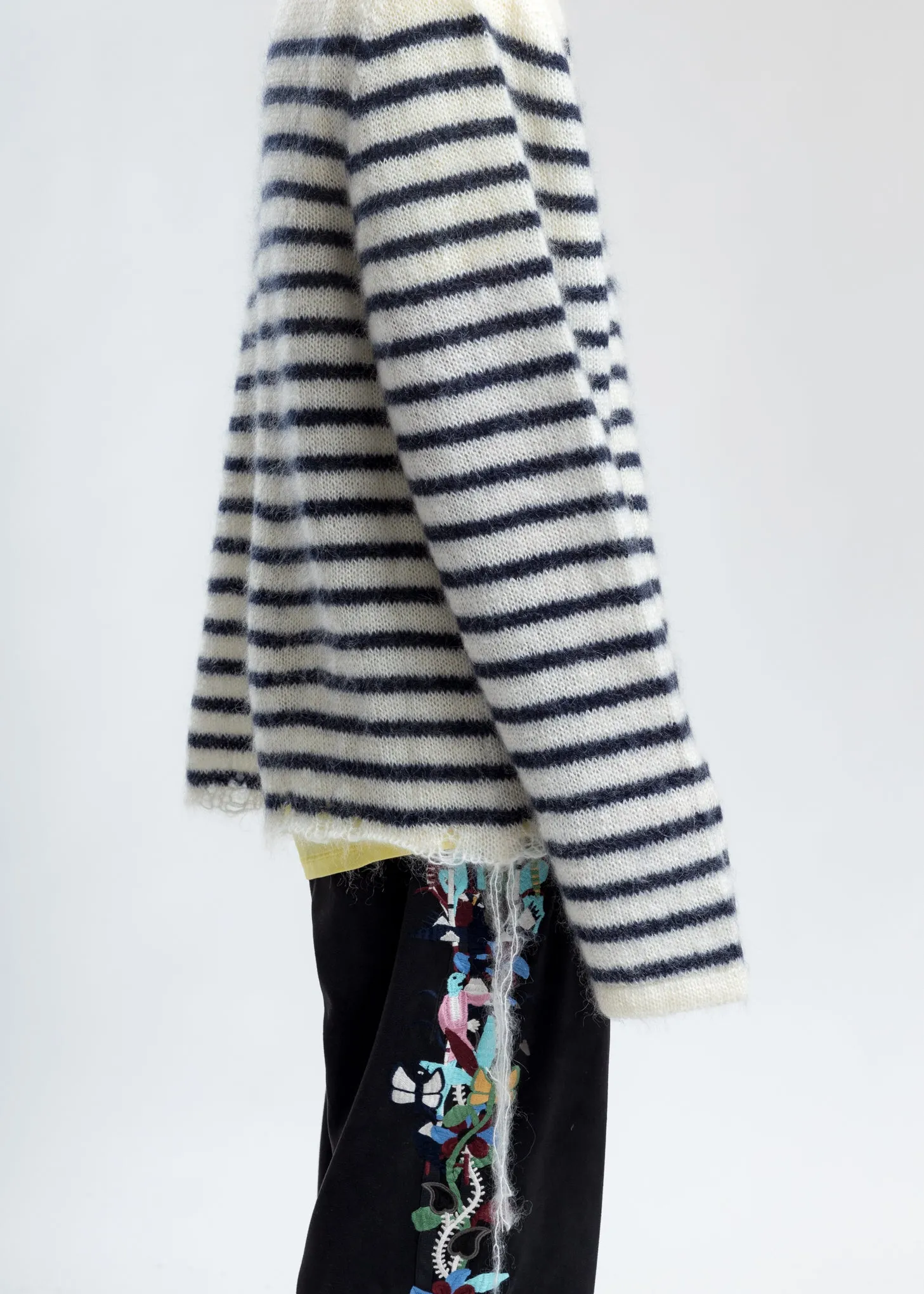 Navy Stripes French Border Mohair Pullover