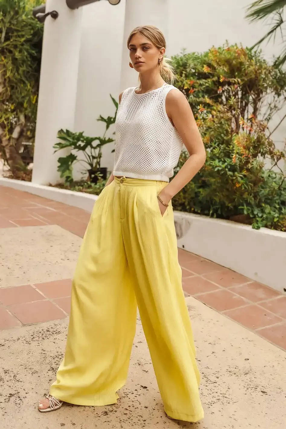 Nova Wide Leg Pants in Yellow - FINAL SALE