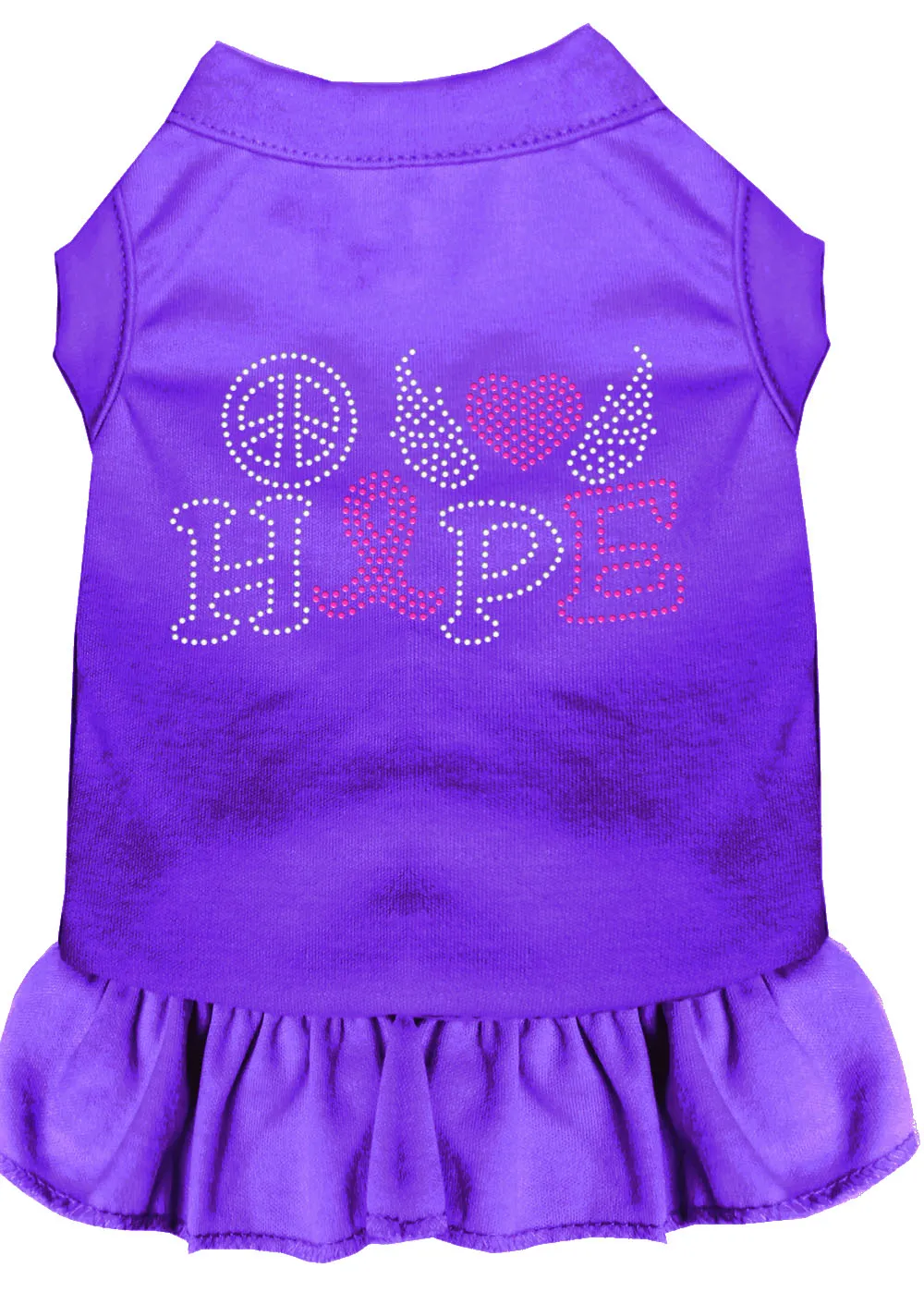 Peace Love Hope Breast Cancer Rhinestone Pet Dress Purple Xxl