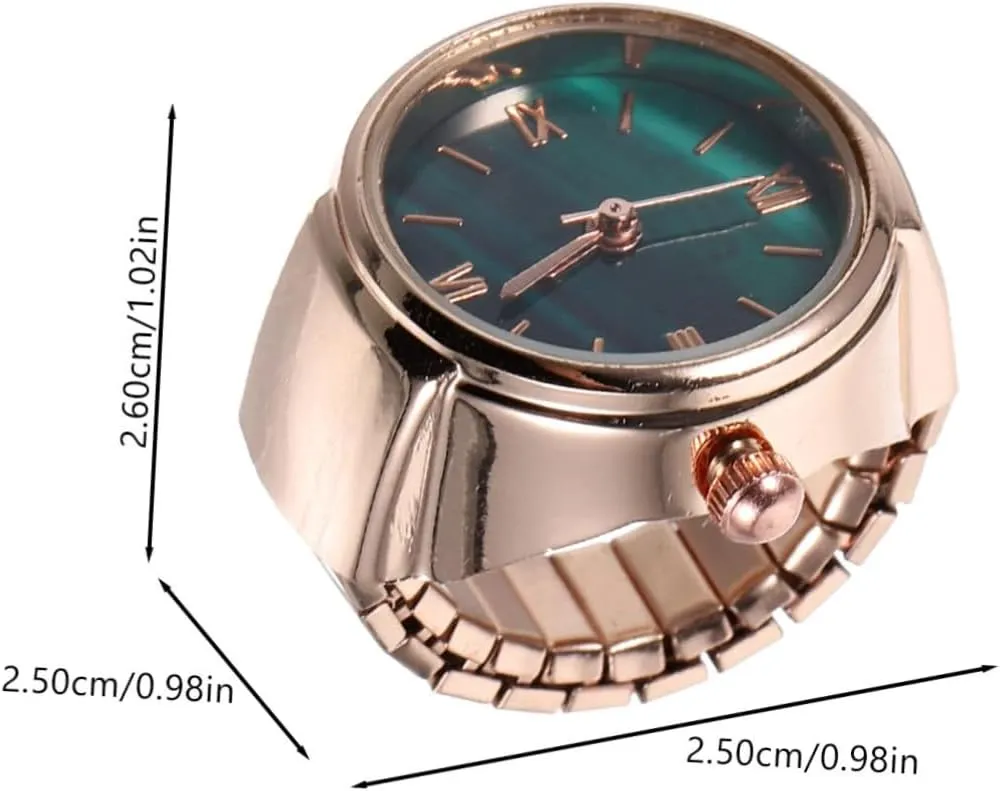 POPETPOP Ring Watch for Women and Men- Elastic Round Quartz Finger Ring Watch for Christmas Birthday Roman Numeral Design