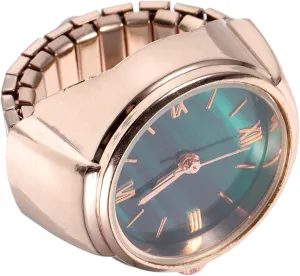 POPETPOP Ring Watch for Women and Men- Elastic Round Quartz Finger Ring Watch for Christmas Birthday Roman Numeral Design