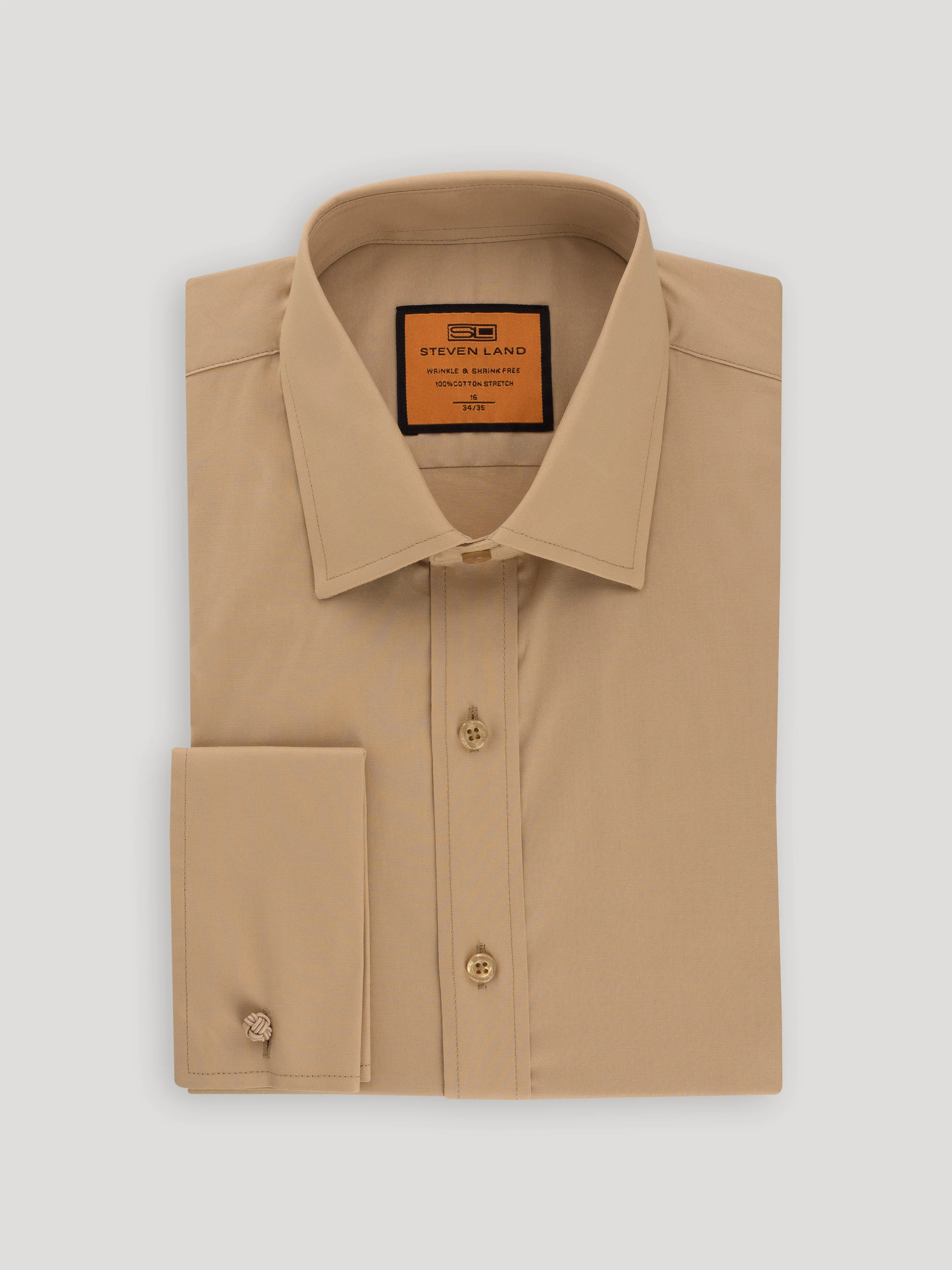 Poplin | French Cuff | 100% Cotton | Khaki