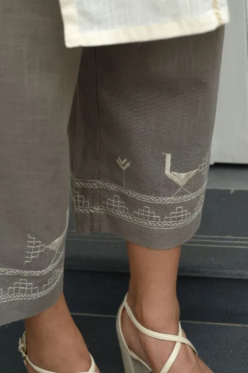 Rangsutra Bagh Cotton Grey Hand Embroidered Bottom