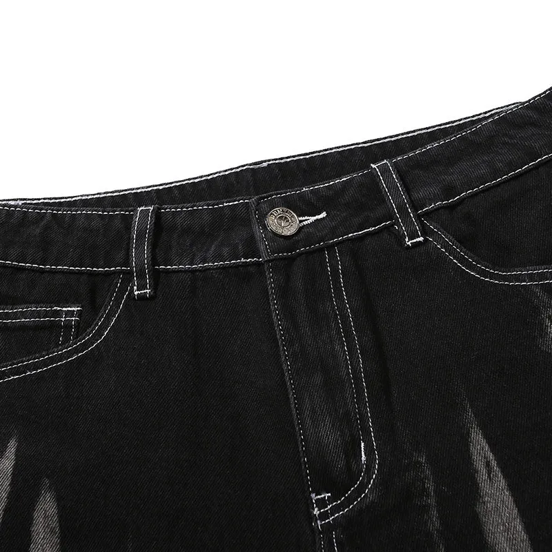Retro Flame Tie Dye Label Denim Jeans