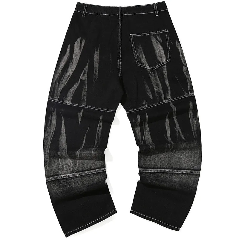 Retro Flame Tie Dye Label Denim Jeans