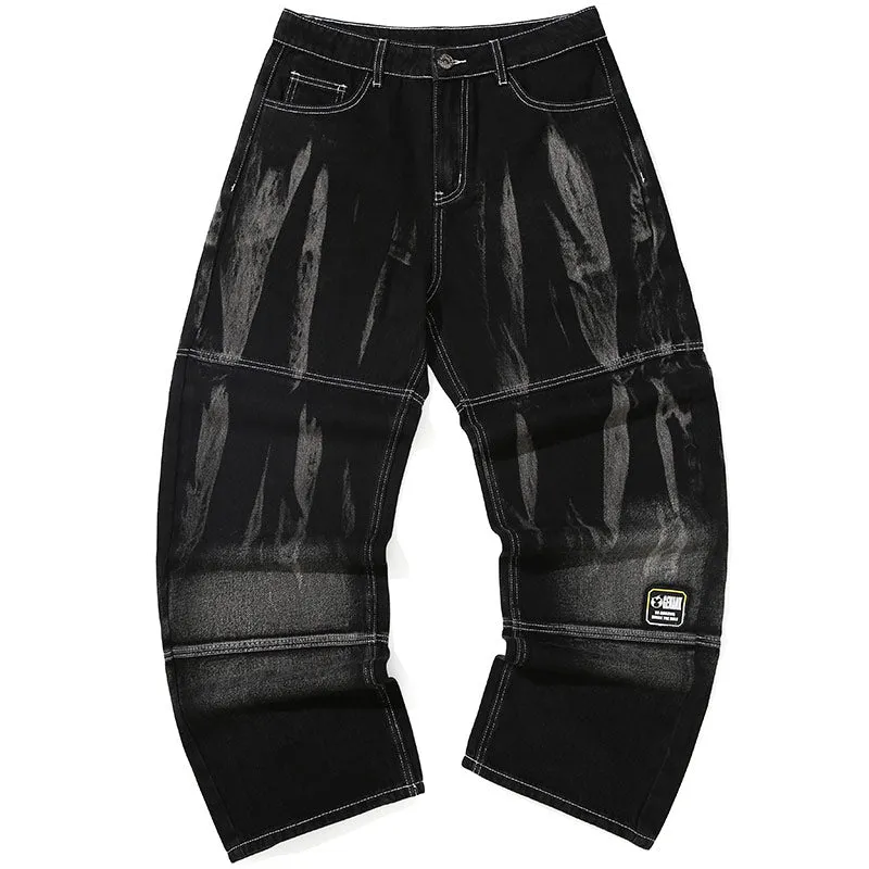 Retro Flame Tie Dye Label Denim Jeans