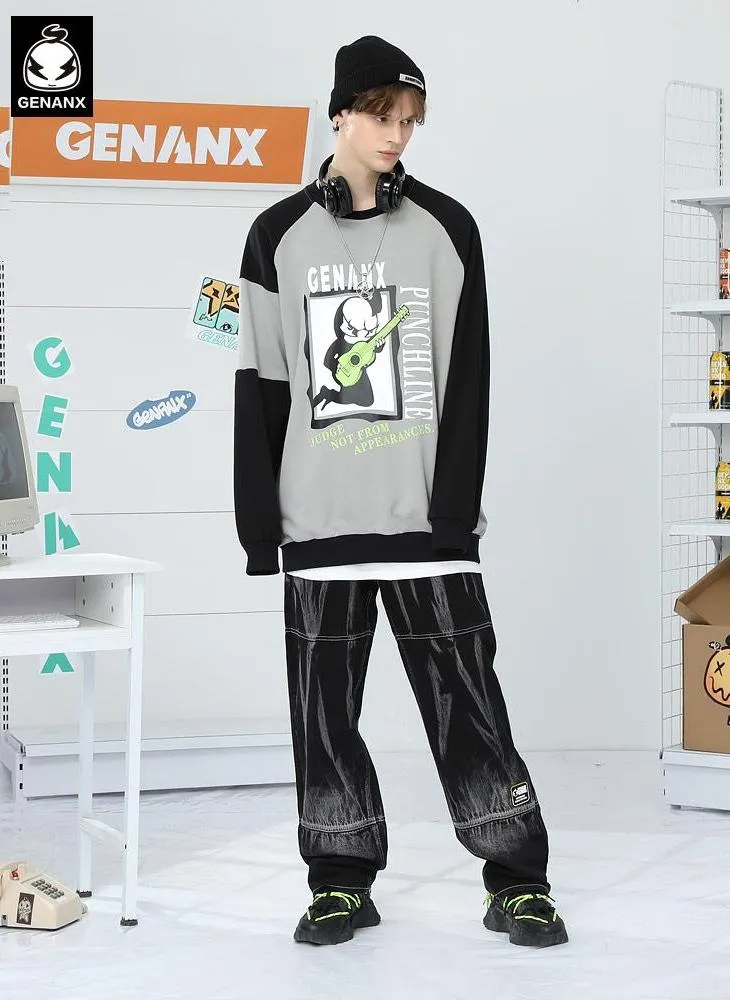 Retro Flame Tie Dye Label Denim Jeans